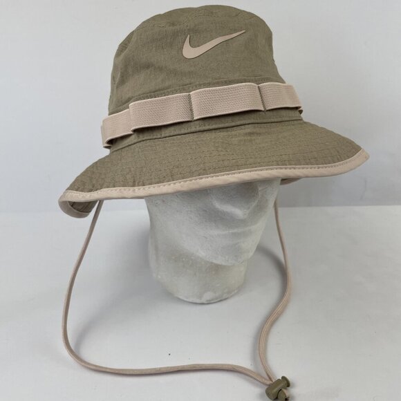 Nike Dri-Fit Apex Bucket Hat Adult M/L Beige Chin Strap Waterproof Golf Hike - Picture 1 of 8